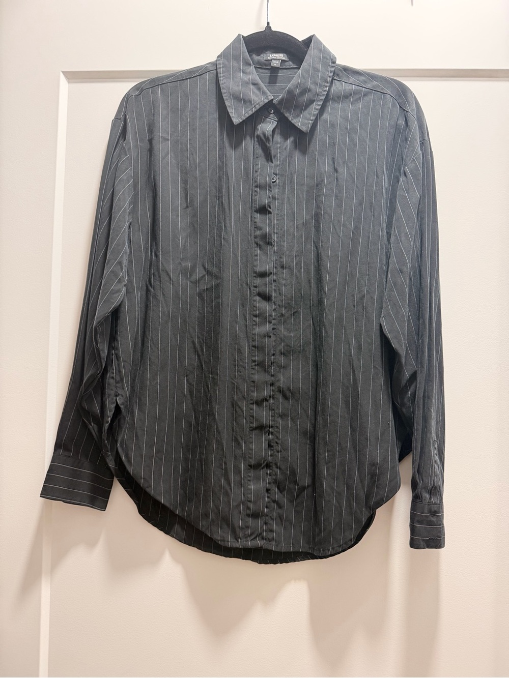 Express- Black Pinstripe Button-Up Shirt